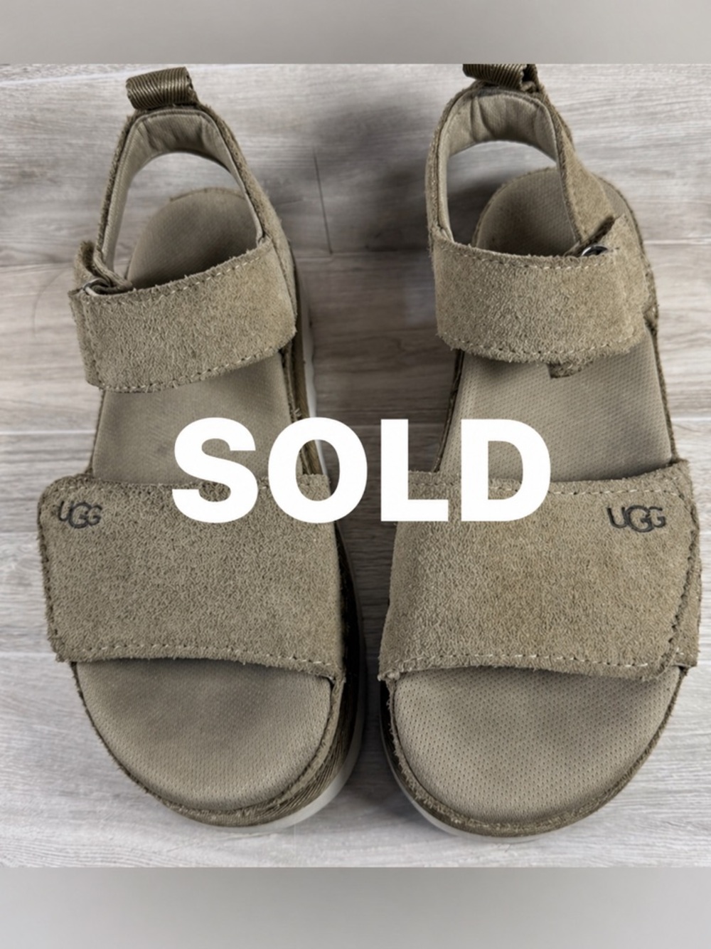 🌟SOLD🌟UGG Goldenstar Platform Sandals Suede Tan Beige Women’s Size 5
